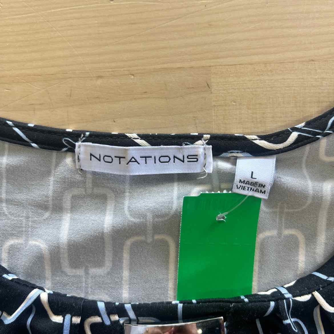 Notations Size L Black Polyester Preloved Blouse SS