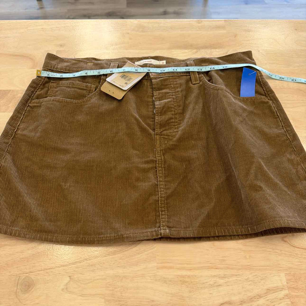 Levi's Size 31 Brown Corduroy a-Line Button Front Mini Skir