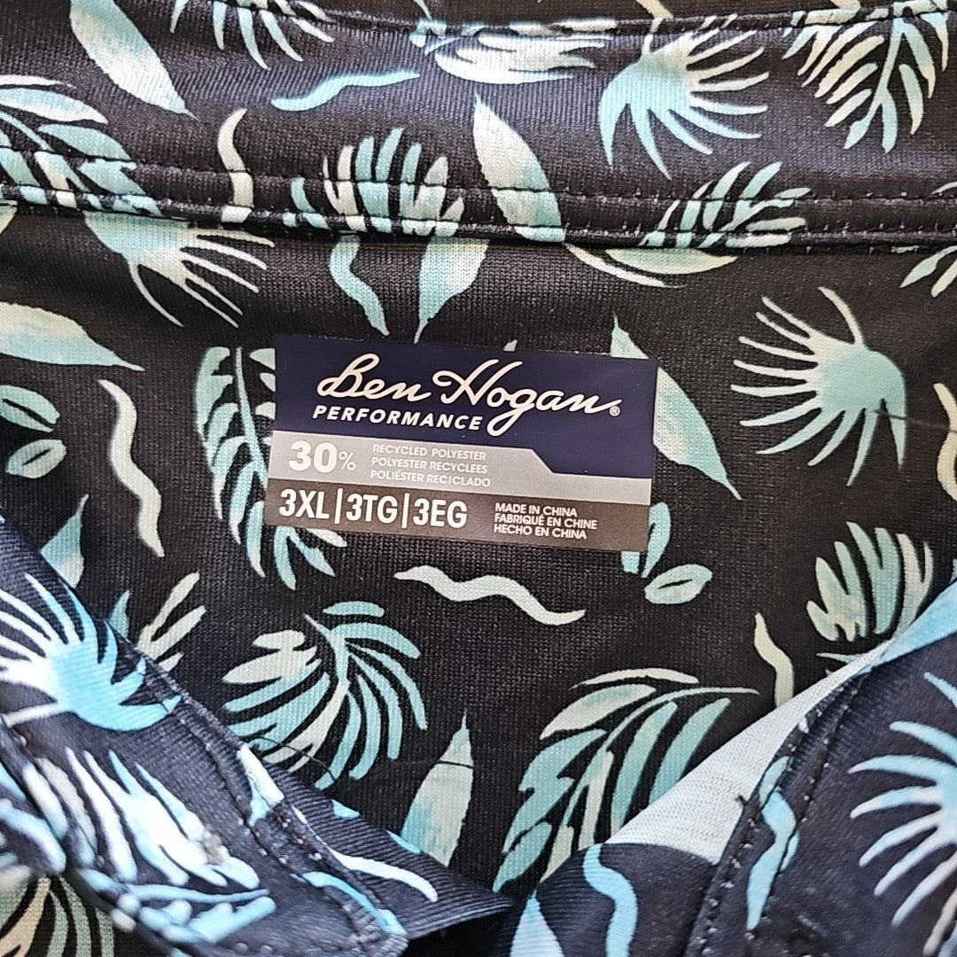 Ben Hogan Size 3XL Turquoise Print Preloved MENS Short Sleeve Shirt