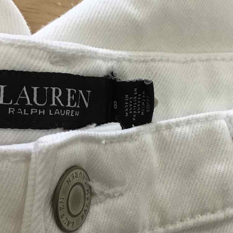 Ralph Lauren Size 8 High Rise Cropped White Wash Jeans