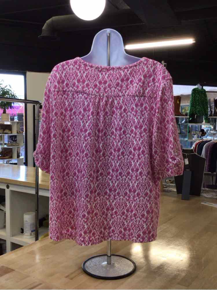 Chico's Size 3 (XL) Pink/white Preloved Blouse LS