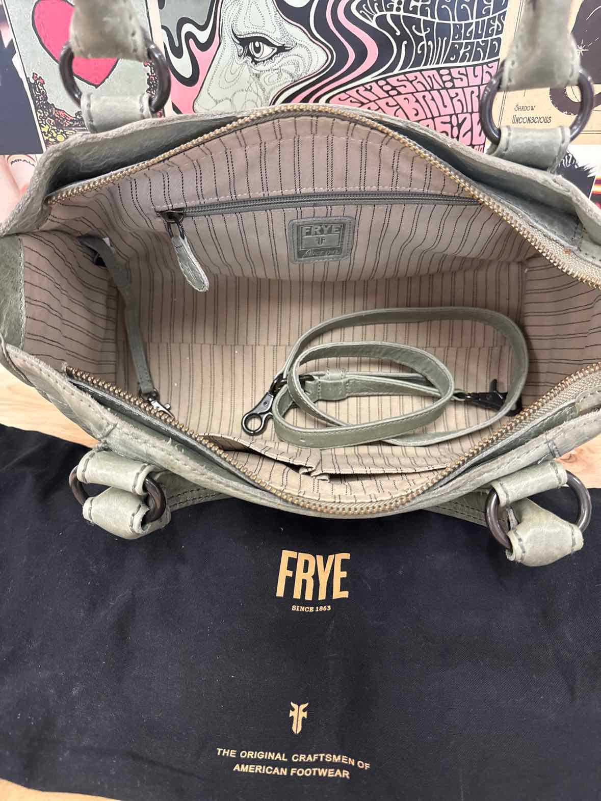 Frye Green Leather Preloved Handbag