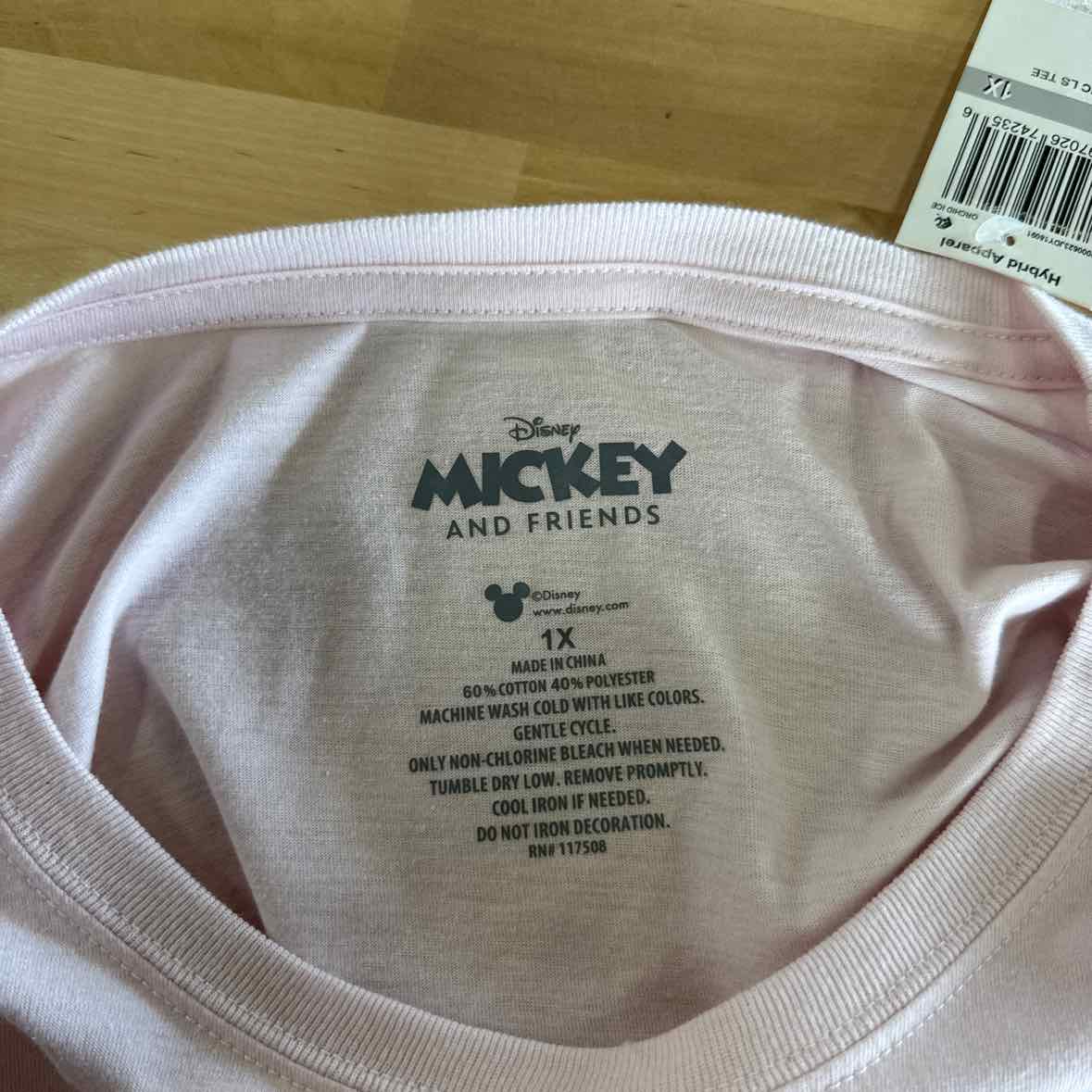 Disney Size 1X Pink Long Sleeve