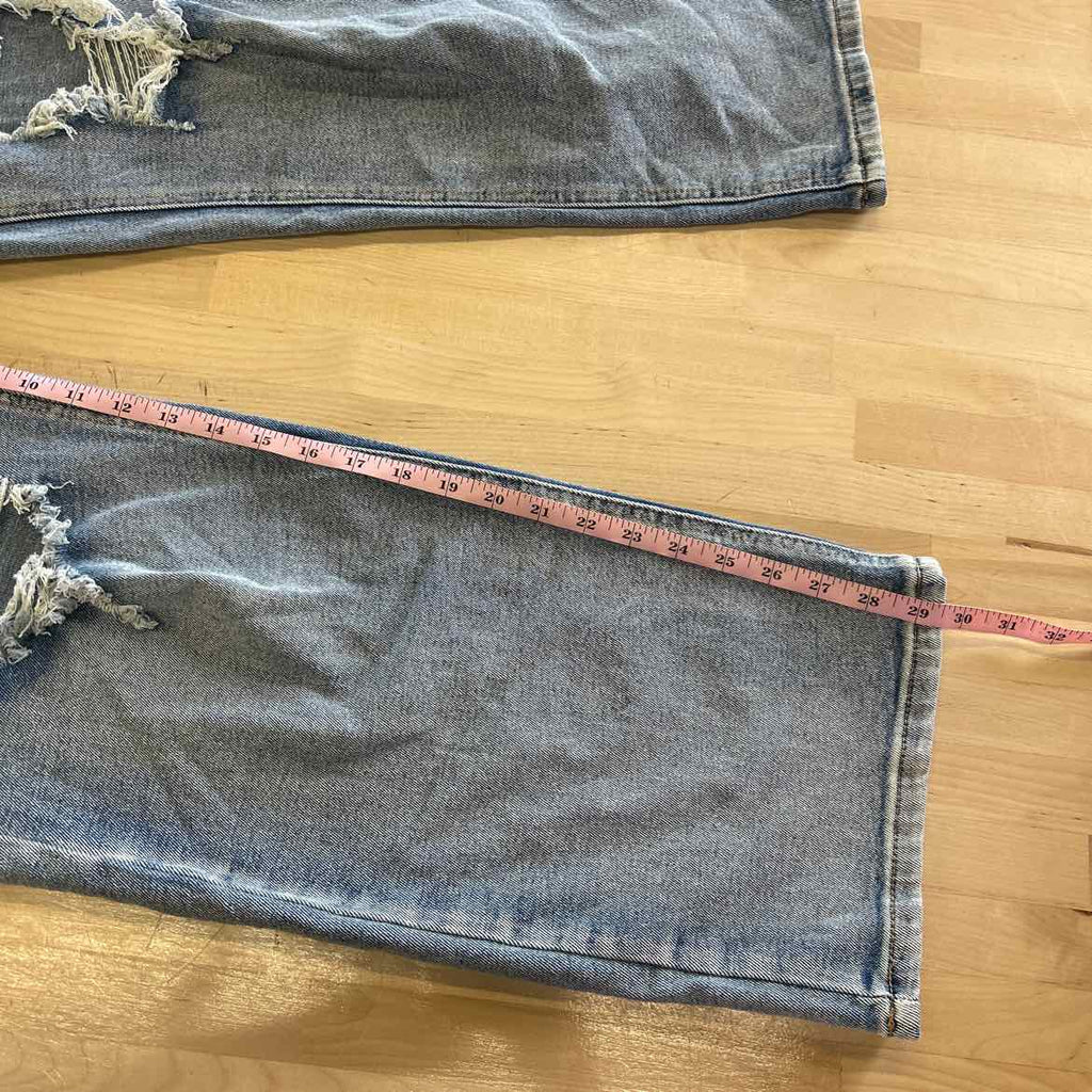 Madden Girl Juniors' Super High Rise Distressed 90s Wide Leg Jeans - Light Wash