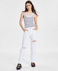 tinceltown Size 13 White  Relaxed Ripped High-Rise Straight-Leg Jeans  NWT