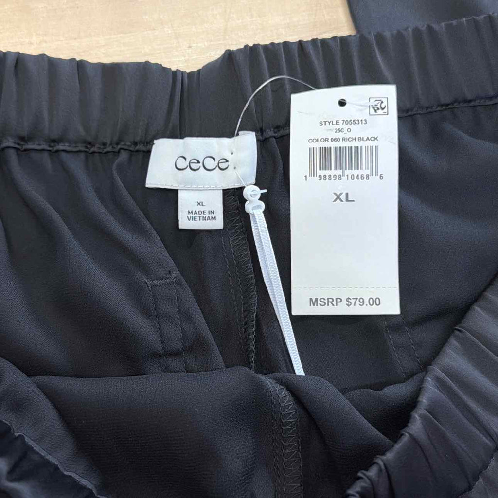 CeCe Size XL Black Satin New Pants