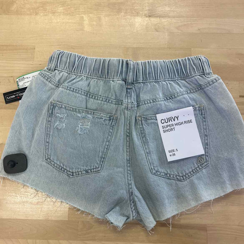 Indigo Rein Juniors' Distressed Drawstring Denim Shorts - Light Wash - 5