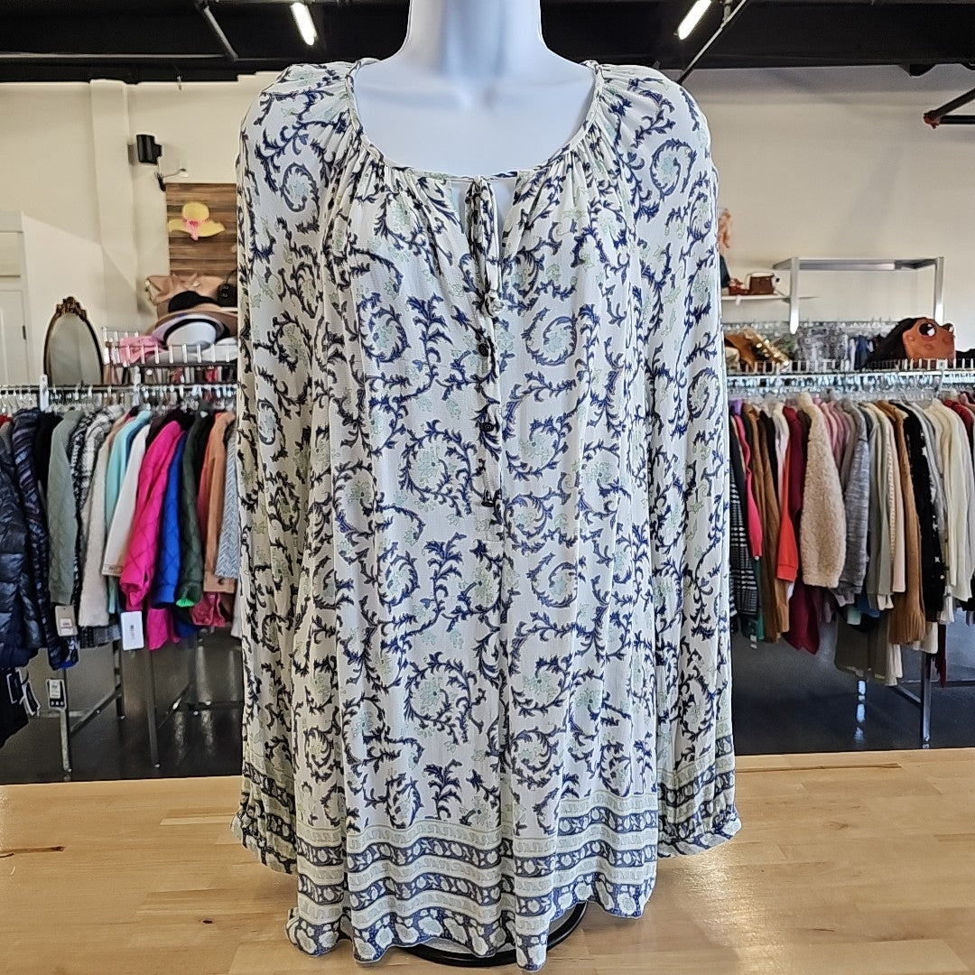 Lucky Brand Size M Green/Blue Blouse