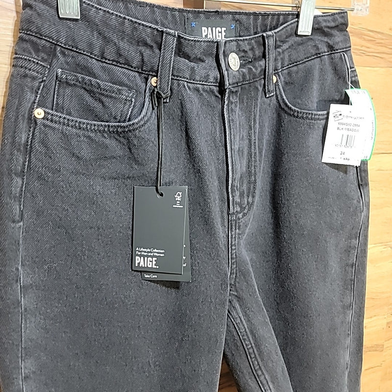 Paige Size 24 Robbie High Waist Cutoff Denim Gray Black Shorts NWT