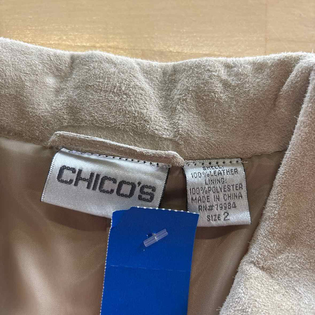 Chico's Size 2 Tan Leather Preloved Jacket