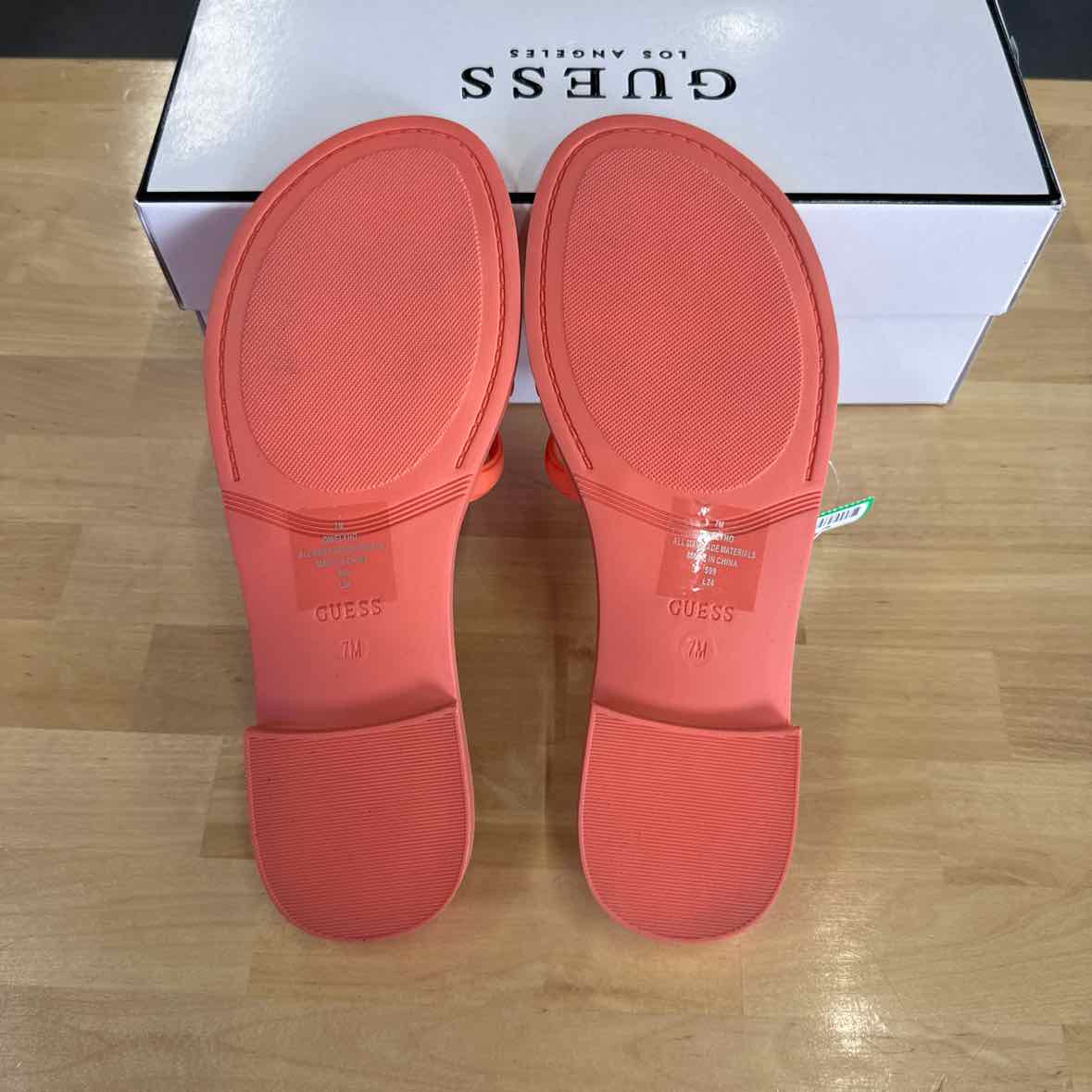 Guess Women's Elyho Logo Cutout Flat Jelly Sandals - Coral
