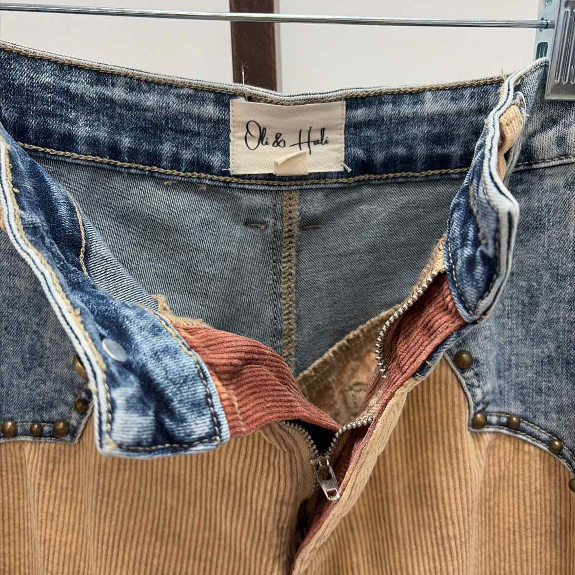 Oli & Hali Size L Blue Brown Ribbed Preloved Pants