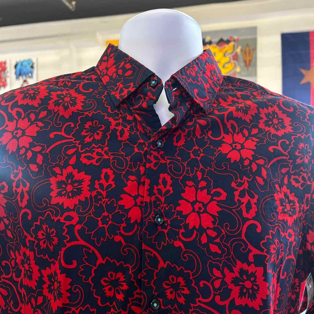 Denim & Flower Size S Blue Red Preloved MENS Button Down Shirt