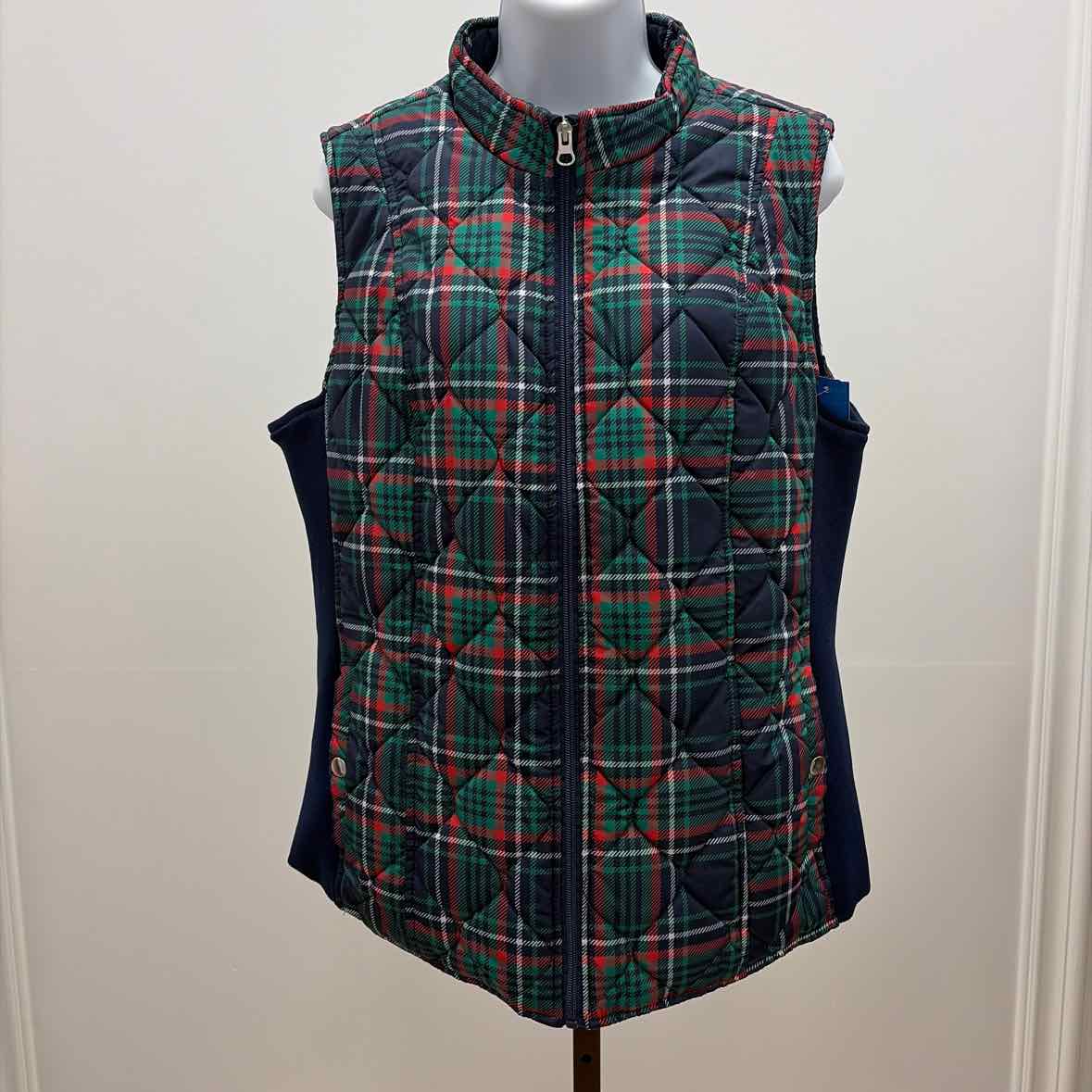 Kim Rogers Size L Red & Green Polyester Preloved Vest