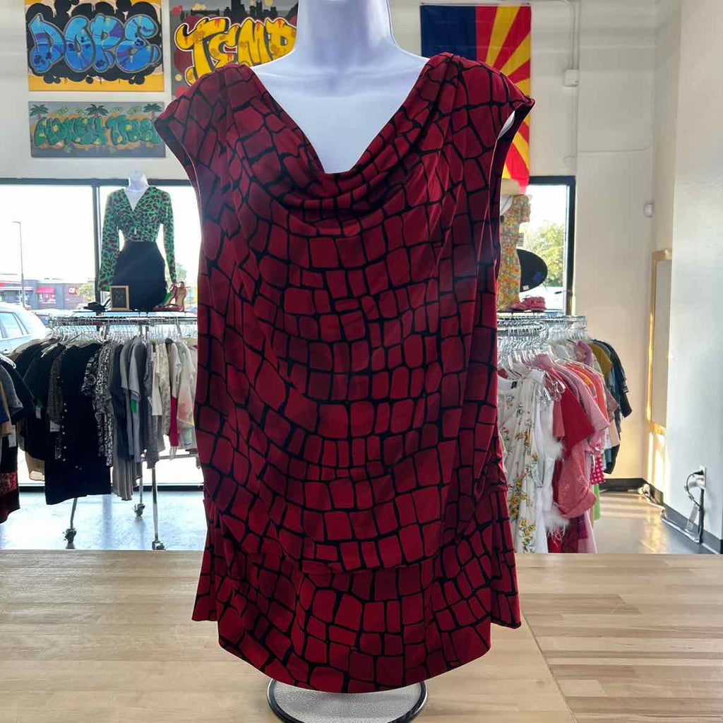 Kenneth Cole Size L Red/Black Preloved Sleeveless