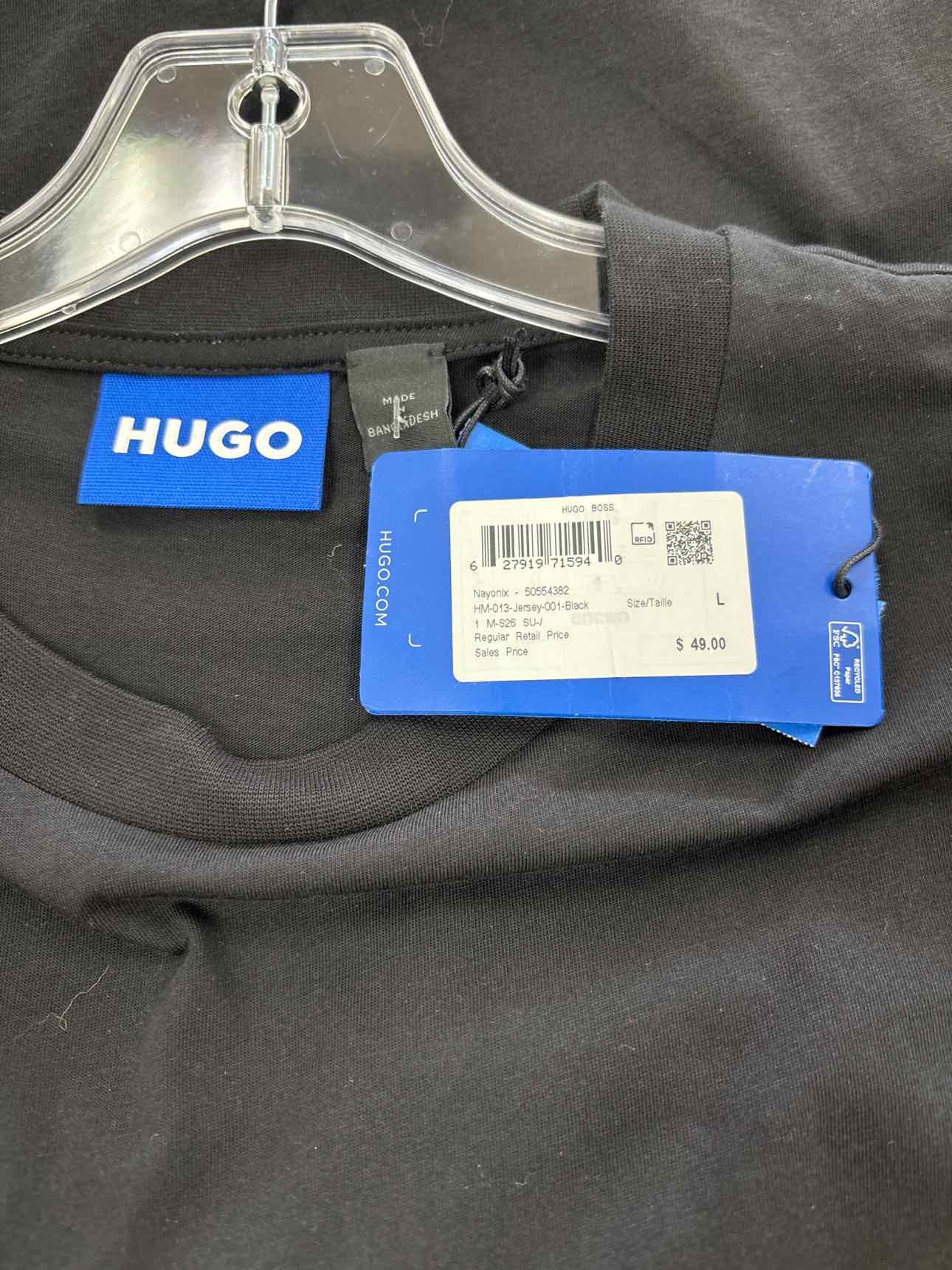 HUGO Size L Nayonix Crewneck T-Shirt - Black
