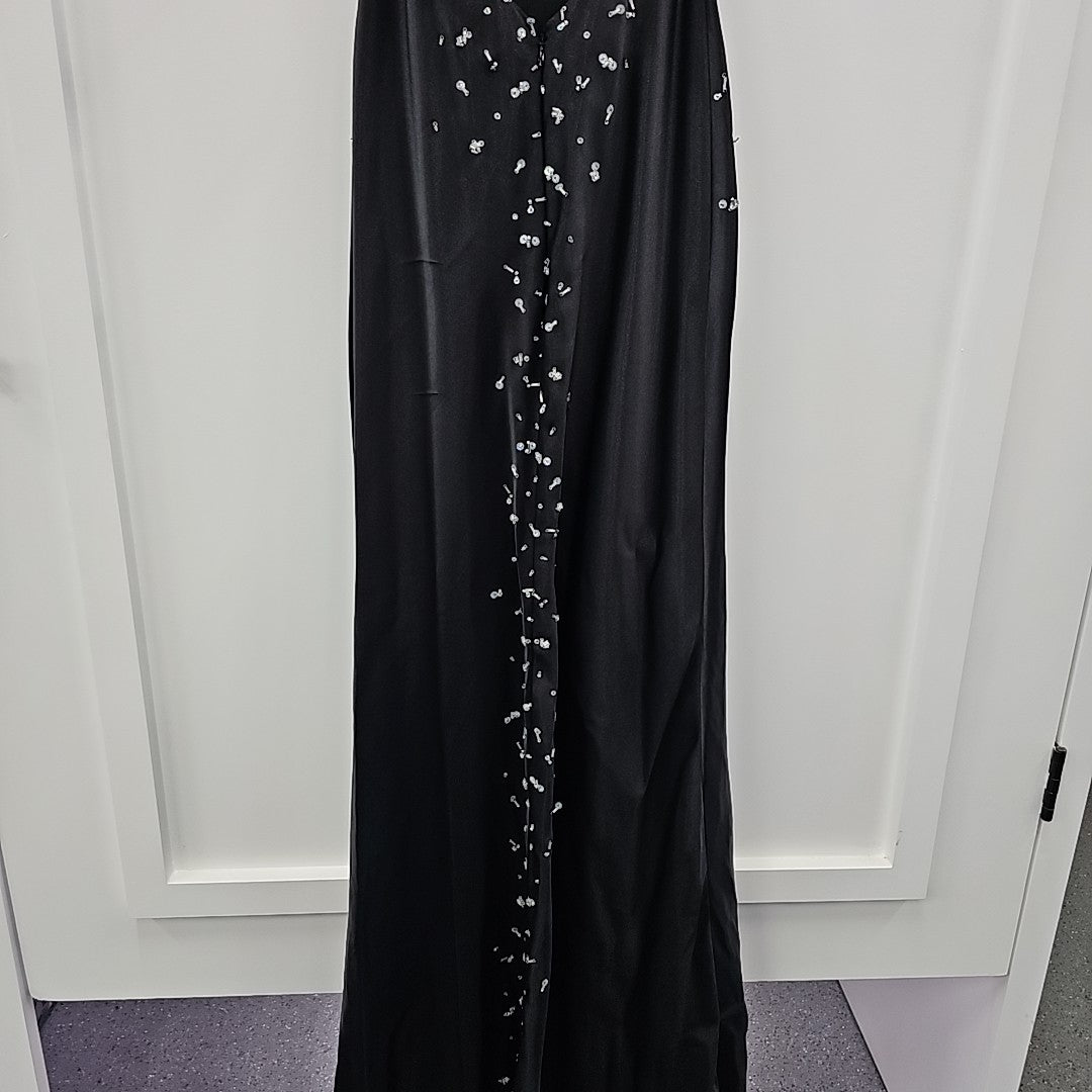Mori Lee Size 3/4 Black Used Formal Halter Prom Dress