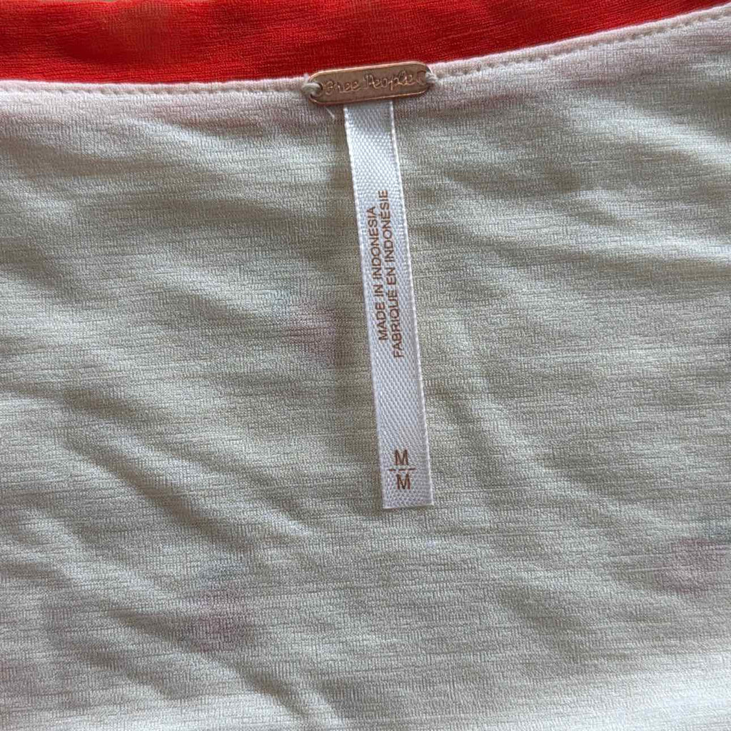 Free People Size M cream & red New Blouse LS