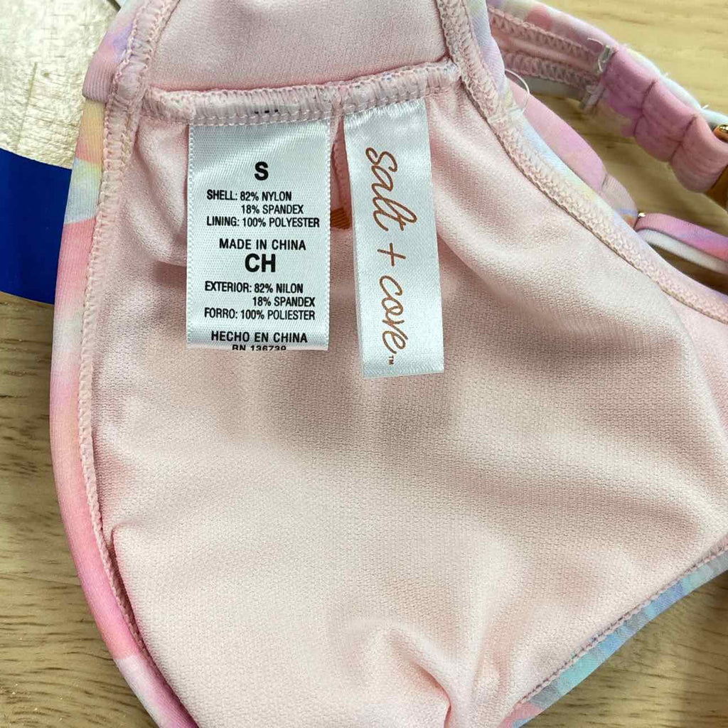 Salt + Cove Size S Sunset Palms Tie-Front Bikini Top