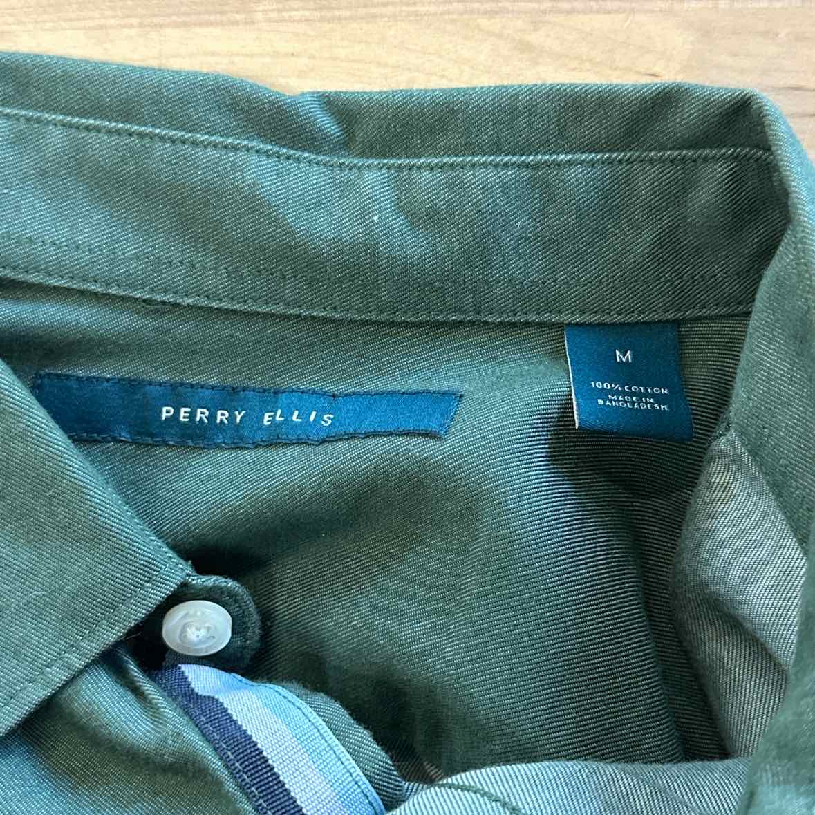 Perry Ellis Size M Green MENS Button Down Shirt