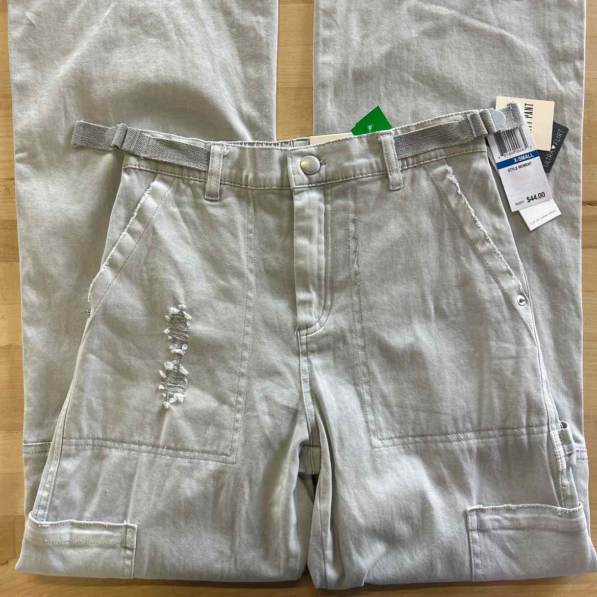 Ultra Flirt Juniors' High-Rise Washed Cargo Pants - Glacier Grey