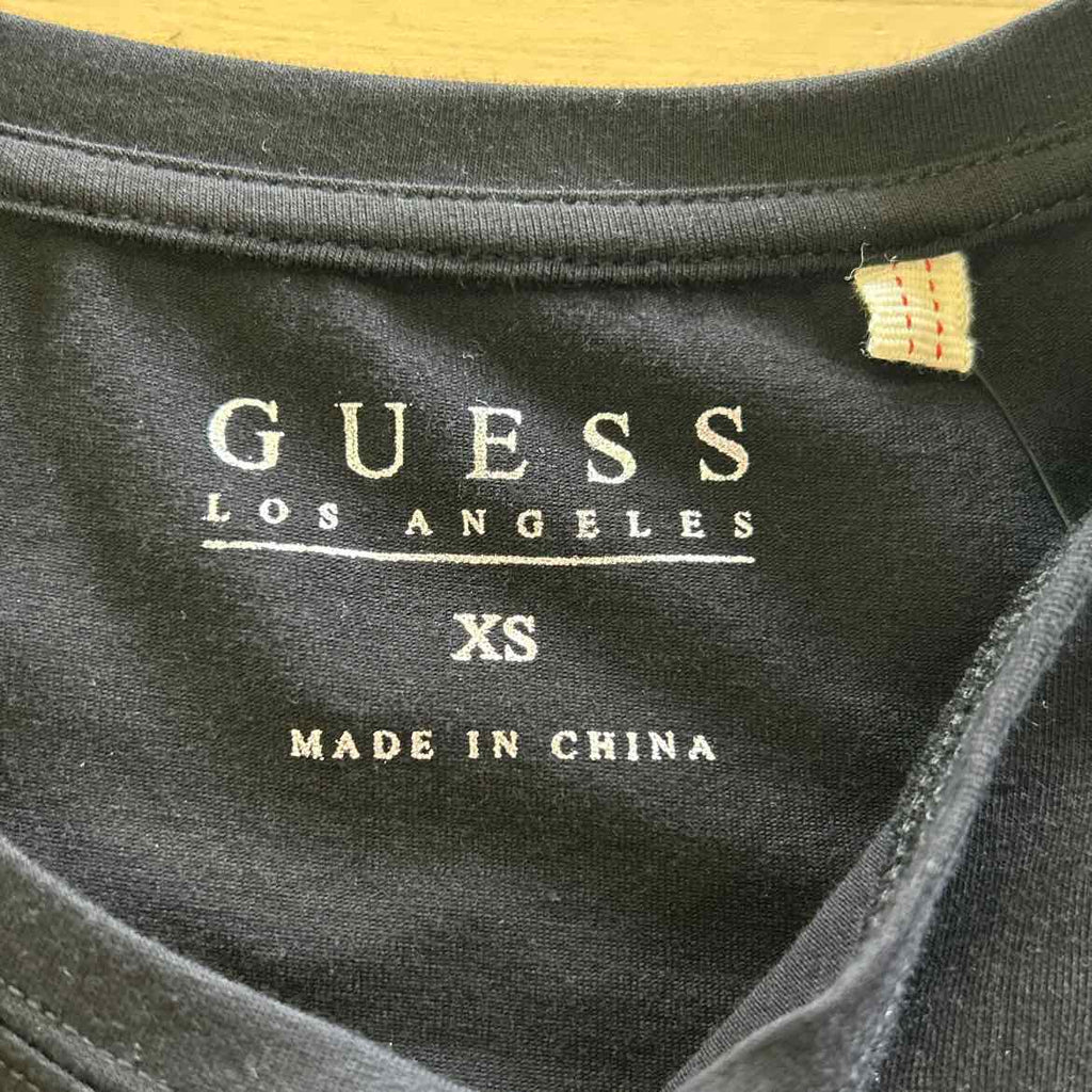 Guess Size XS Black Rhinestone Preloved T-Shirt SS