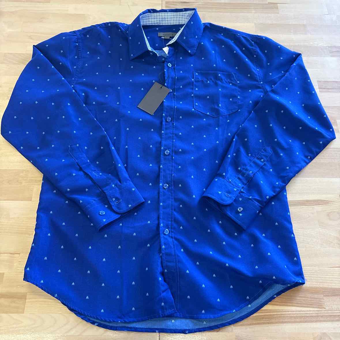 Planet B Size L Blue MENS Button Down Shirt