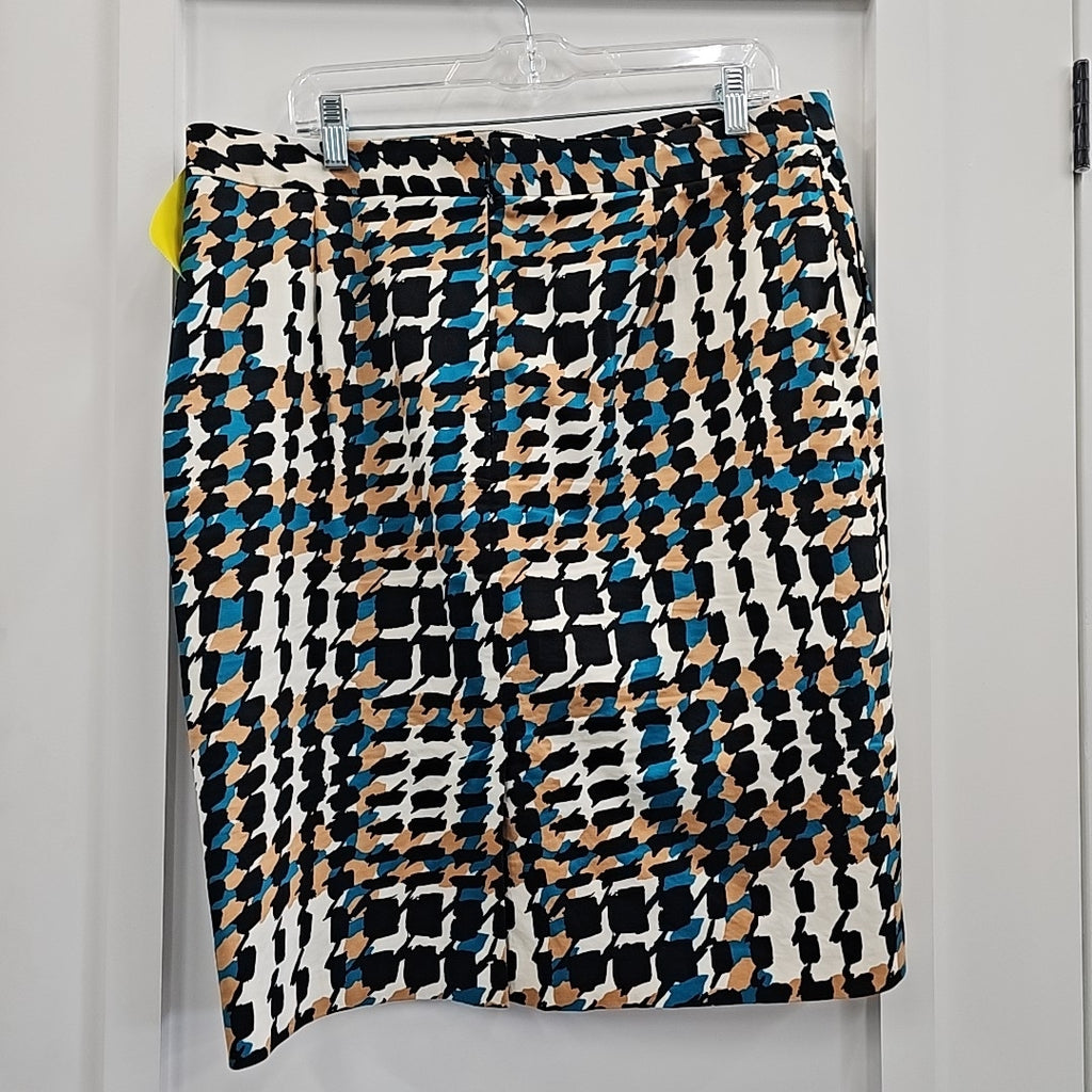 Charter Club Size 16 Blue & Beige Print Skirt