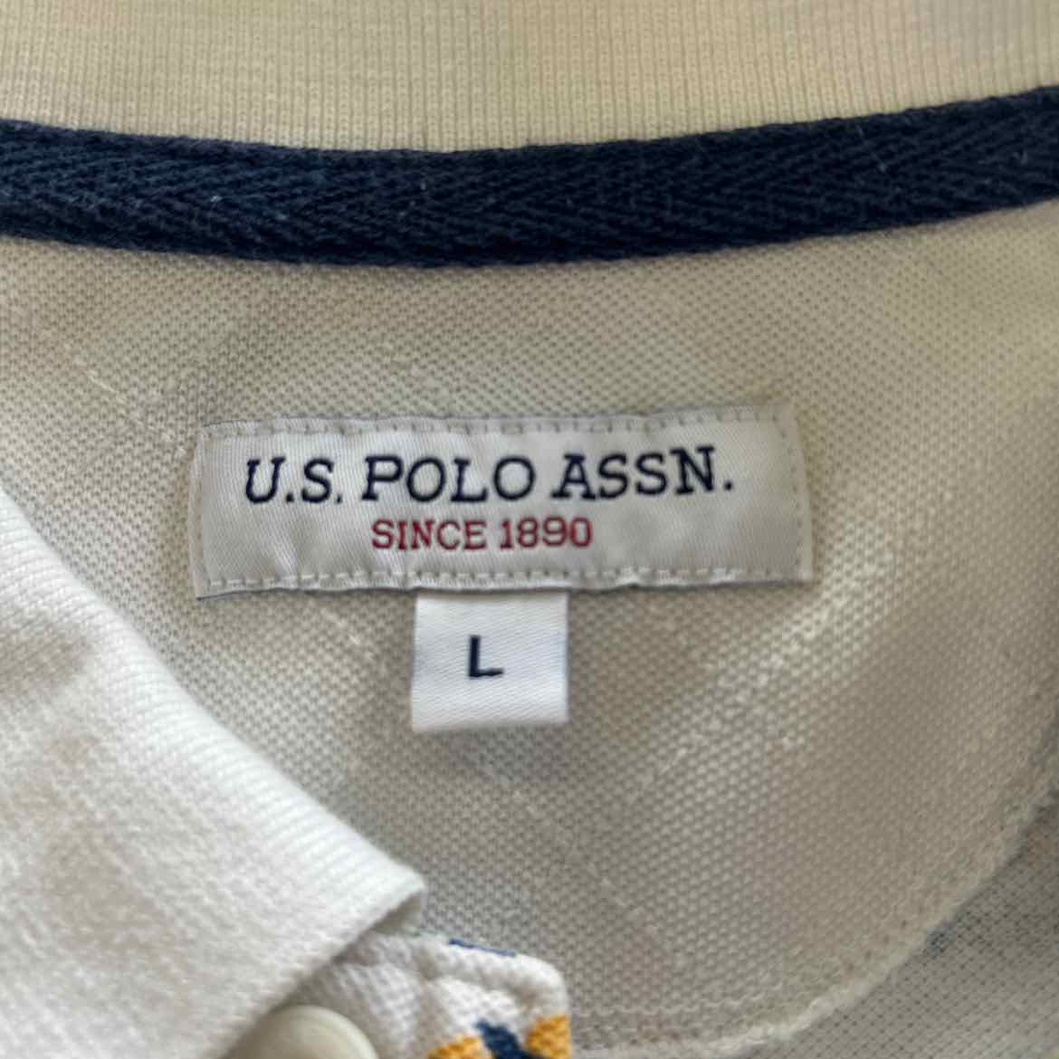 US Polo Assn Size L White Preloved MENS Polo