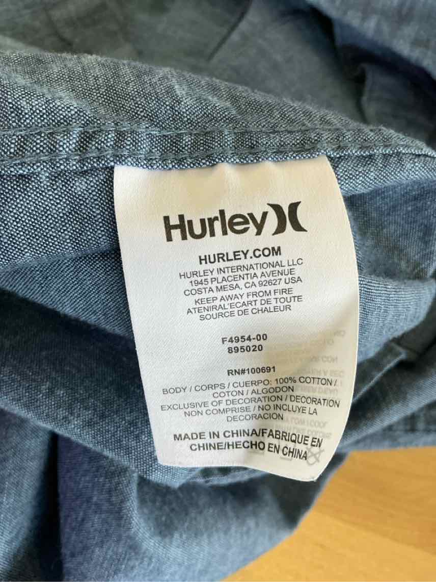 Hurley Size XL Blue Preloved MENS Button Down Shirt