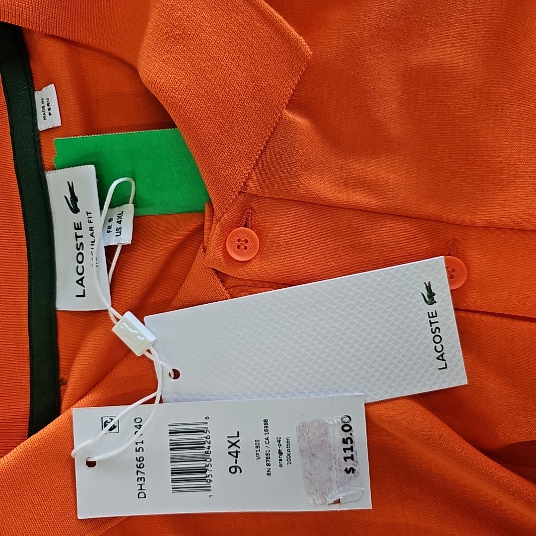 Lacoste Men's Size 4XLT Orange MENS Polo