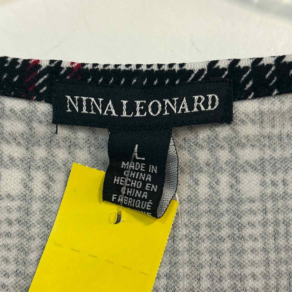 Nina Leonard Size L Black White Red Preloved Dress