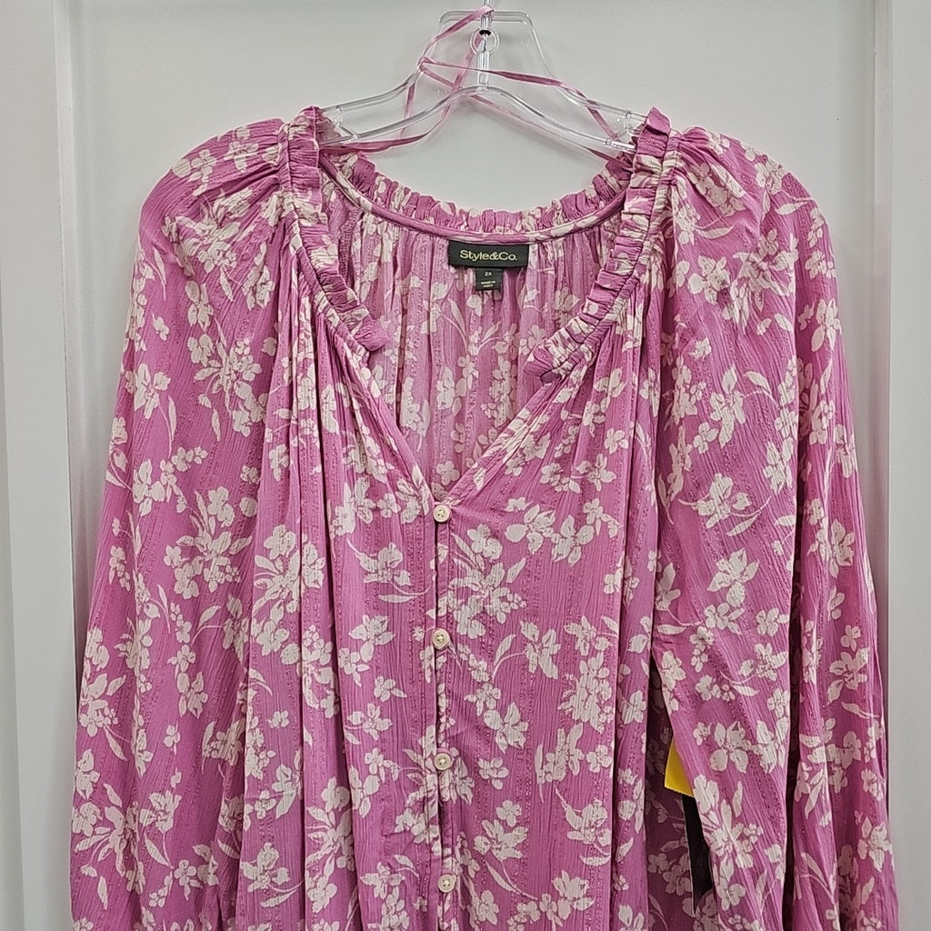 Style & Co. Size 2X Pink Blouse