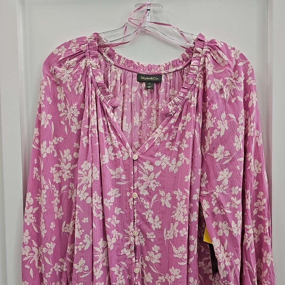 Style & Co. Size 2X Pink Blouse