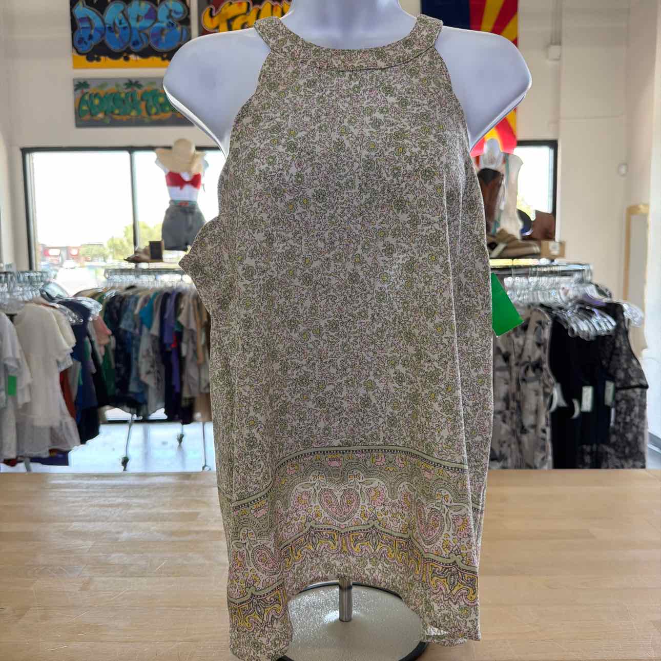 Monteau Size M Green & beige Preloved Sleeveless