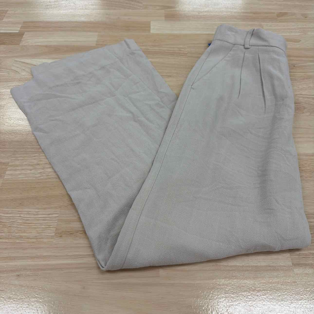 BCX Size 5 Pleat-Front Mid-Rise Wide-Leg Pants - Sand