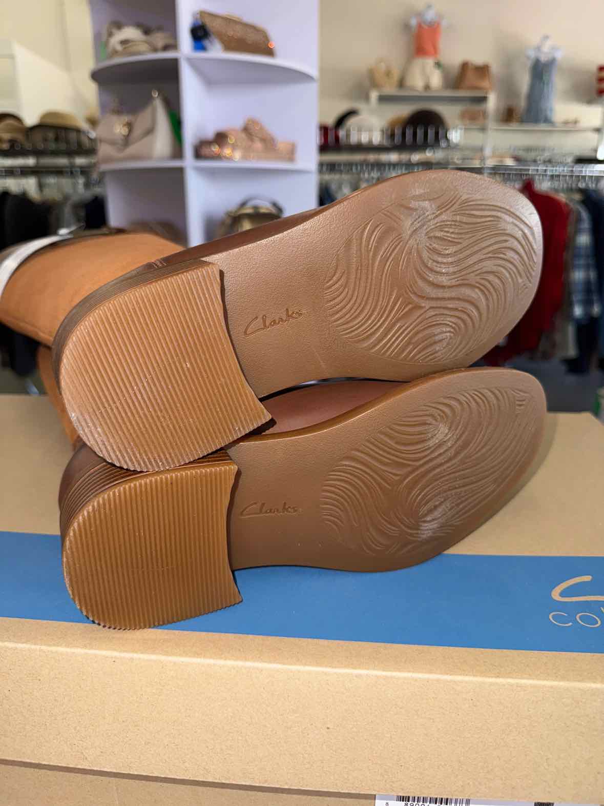 Clarks Shoe Size 6.5 Brown Maye Carly Leather Knee-High Boots NWT