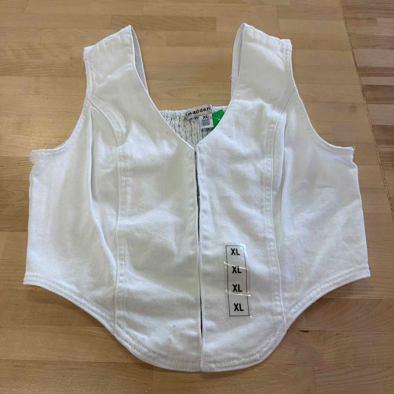 Madden Girl Juniors' Denim Hook-Front Corset Top - White
