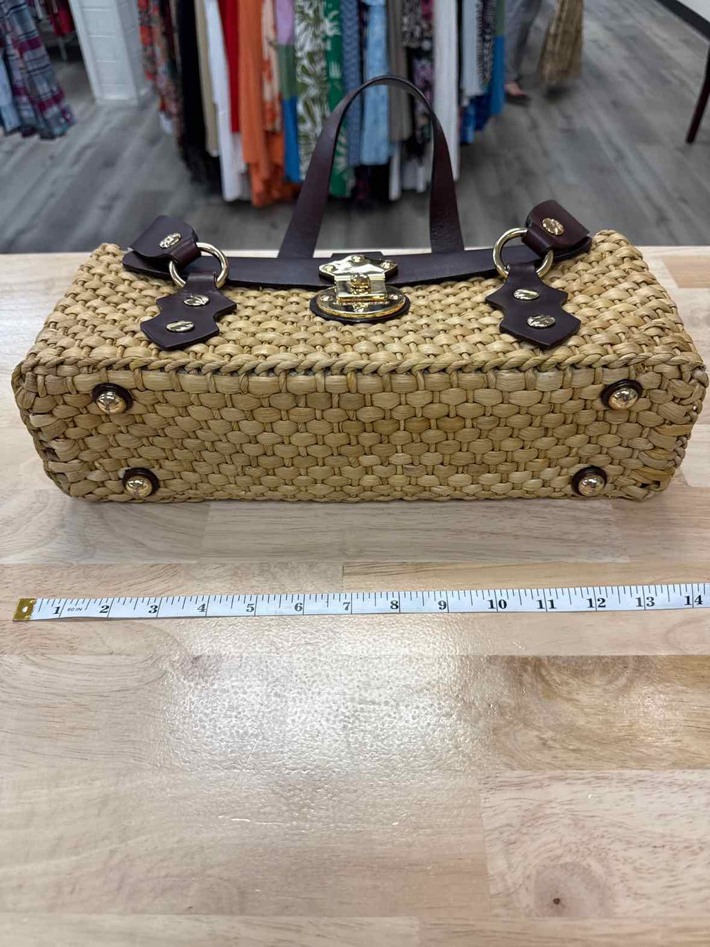 Michael Kors Santorini East West raffia bag Brown Leather