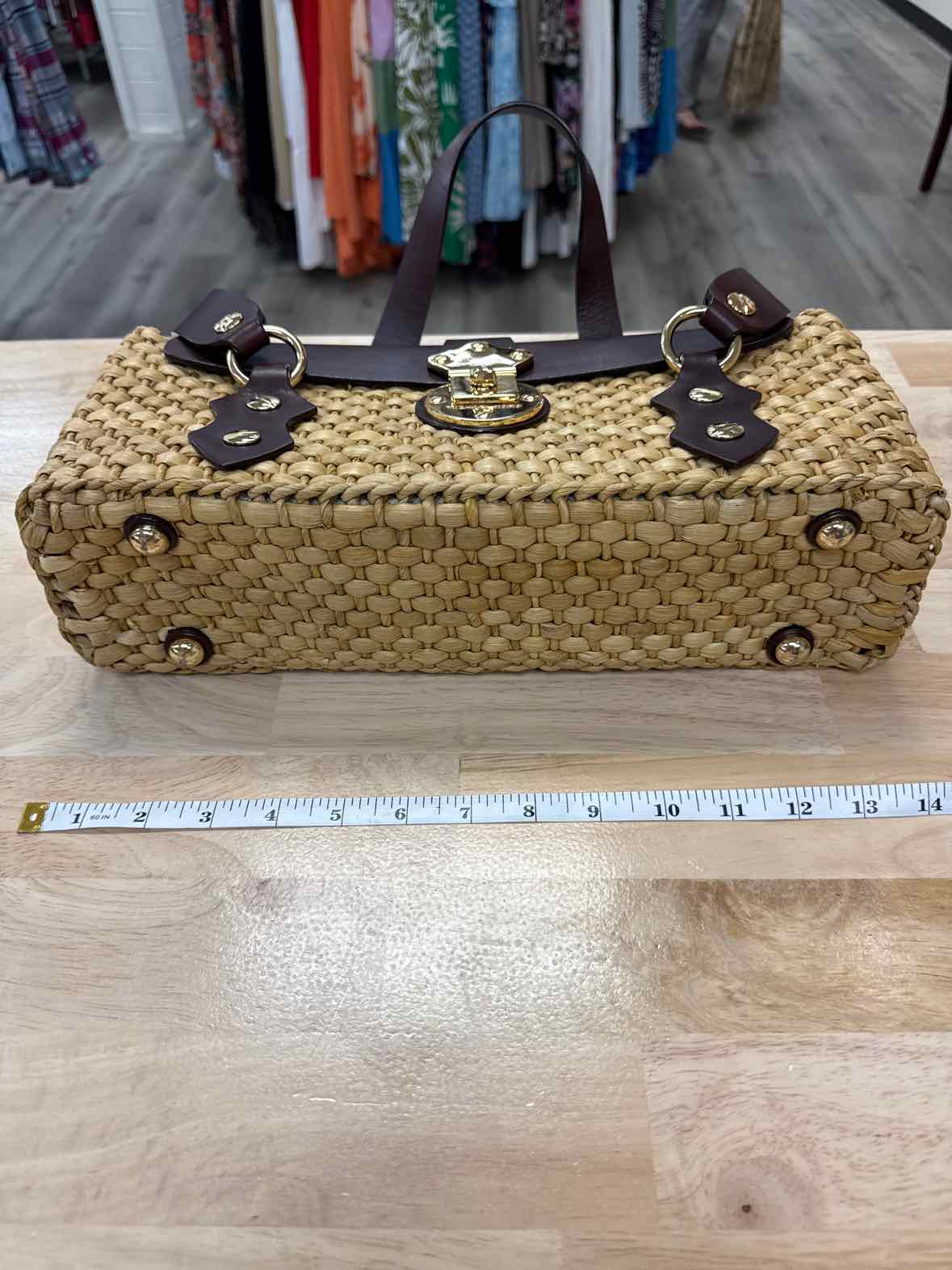 Michael Kors Santorini East West raffia bag Brown Leather