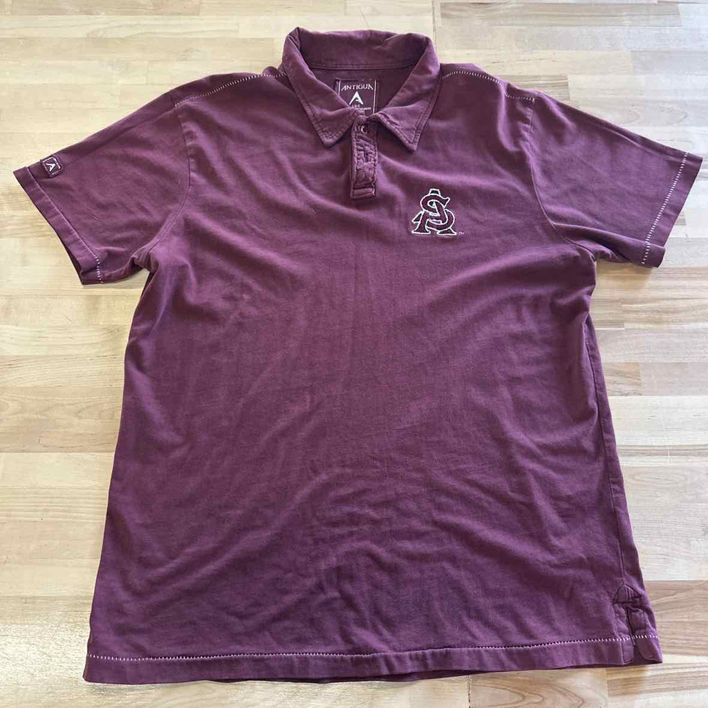 Antigua Size L Burgundy MENS Polo