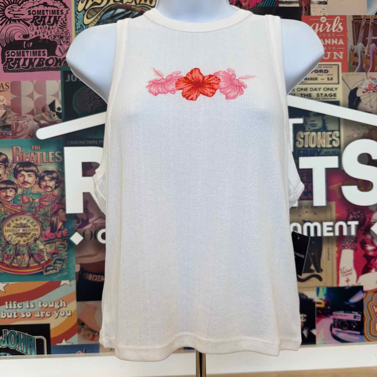 Grayson Threads Size XL Pointelle Hibiscus Graphic Tank Top