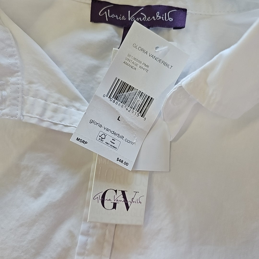 Gloria Vanderbilt Size L White New Button Down Shirt