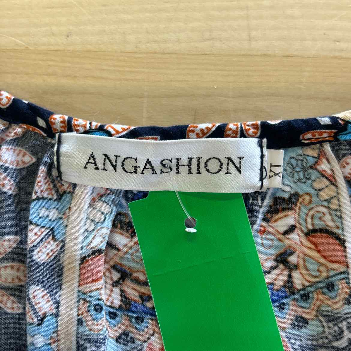Angashion Size XL Orange blue beige Preloved Blouse SS