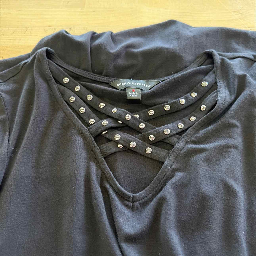 Rock & Republic Size S Black Preloved T-Shirt SS
