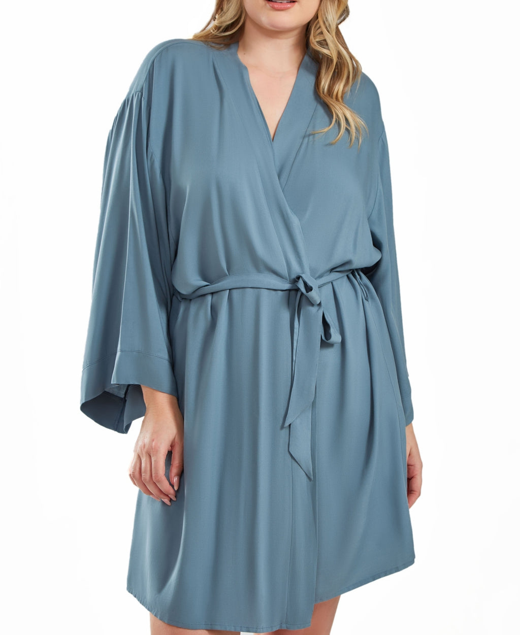 icollection Size 2X Bree Plus Size Modal Robe with Looped Self Tie Sash and Inne