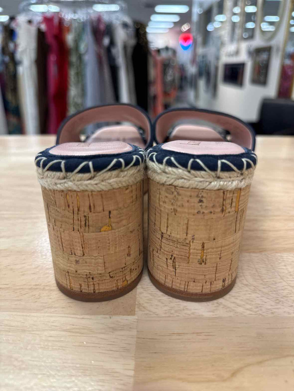 Kate Spade Size 7 Navy Preloved Cosette Platform Mule Sandals