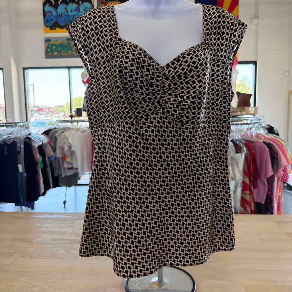 Ann Taylor Size 14 Black Tan Sleeveless