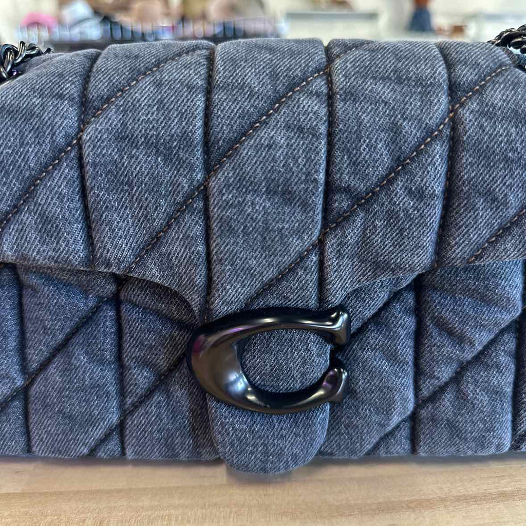 COACH Quilted Tabby Small Deni Pewter Washed Gray