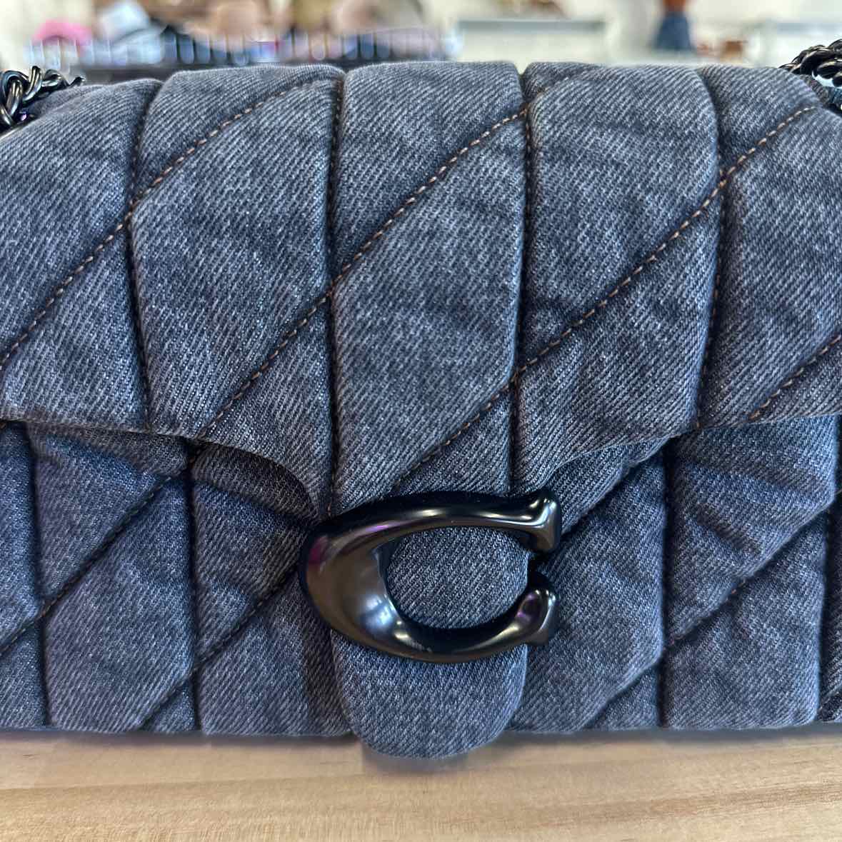 COACH Quilted Tabby Small Deni Pewter Washed Gray